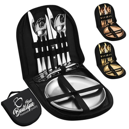 HUPSTL948 Custom Portable Stainless Steel Picnic Camping Utensil Set