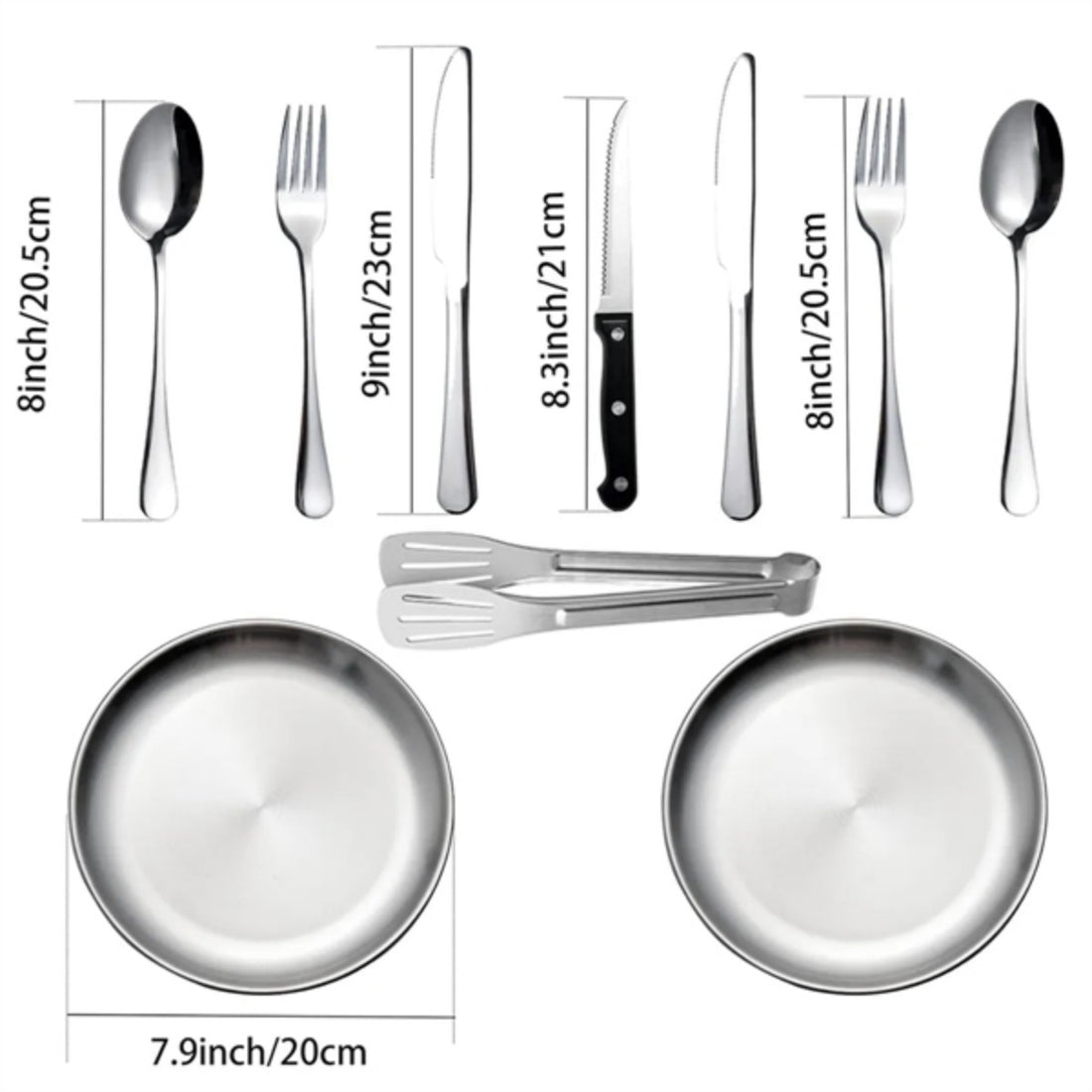 HUPSTL948 Custom Portable Stainless Steel Picnic Camping Utensil Set