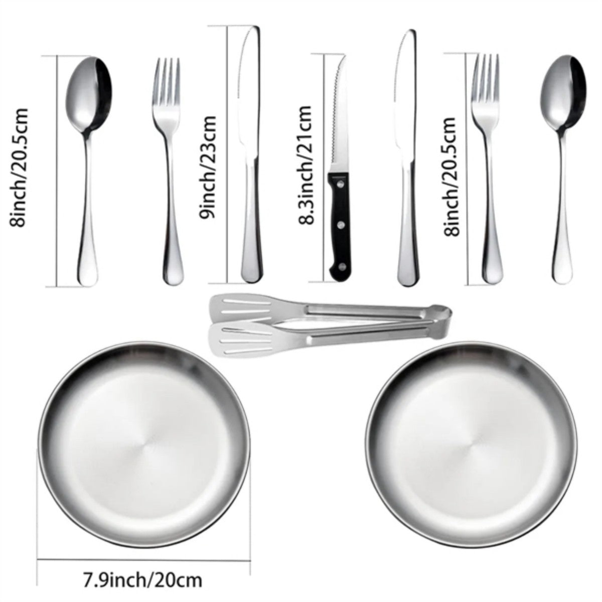 HUPSTL948 Custom Portable Stainless Steel Picnic Camping Utensil Set