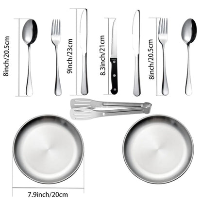 HUPSTL948 Custom Portable Stainless Steel Picnic Camping Utensil Set