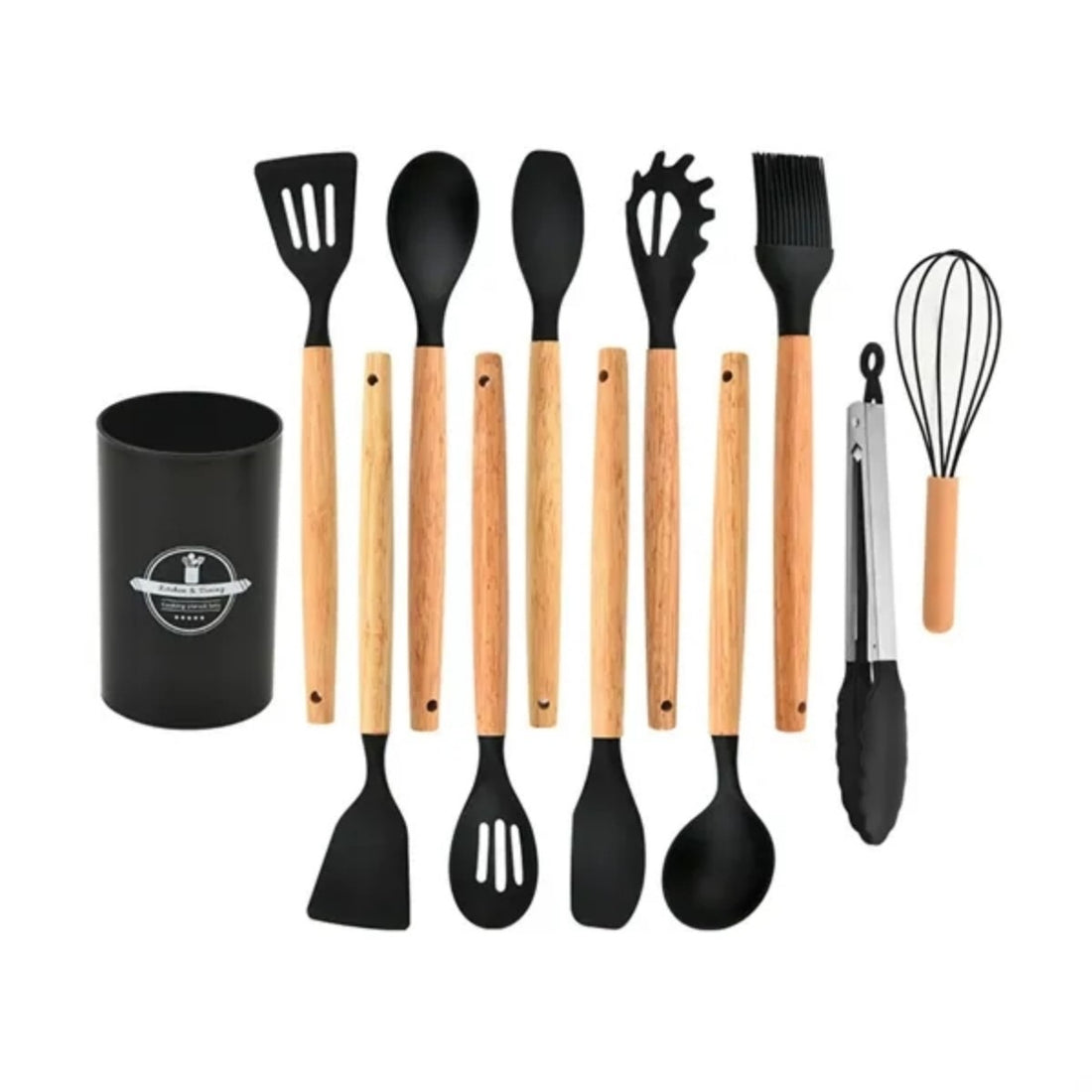 HUPSTL960 Non Stick Silicone Cooking Utensils Set with Holder