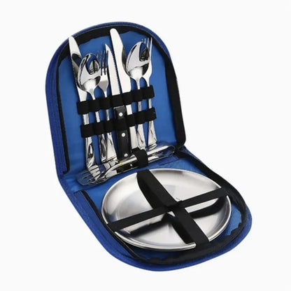 HUPSTL964vPortable Camping Cutlery Set with Stainless Steel Utensils