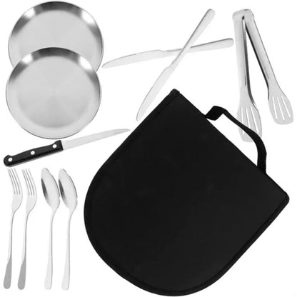 HUPSTL964vPortable Camping Cutlery Set with Stainless Steel Utensils