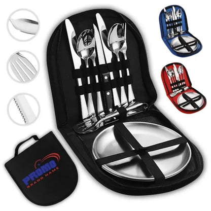 HUPSTL964vPortable Camping Cutlery Set with Stainless Steel Utensils