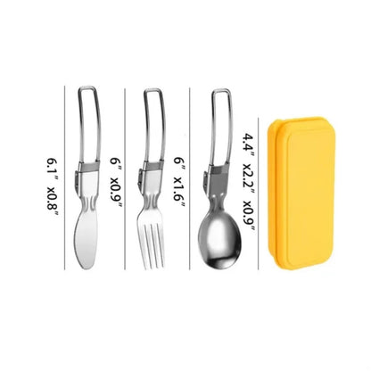 HUPSTL965 Stainless Steel Folding Travel Cutlery Utensils Set