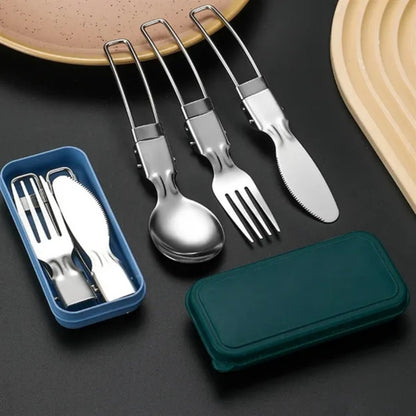 HUPSTL965 Stainless Steel Folding Travel Cutlery Utensils Set