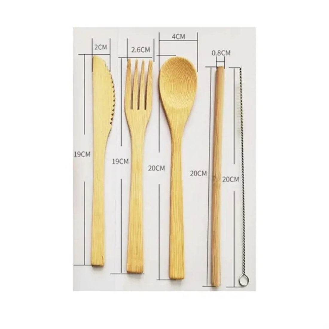 HUPSTL968 Bamboo Cutlery Set With Travel Pouch-5 Pieces