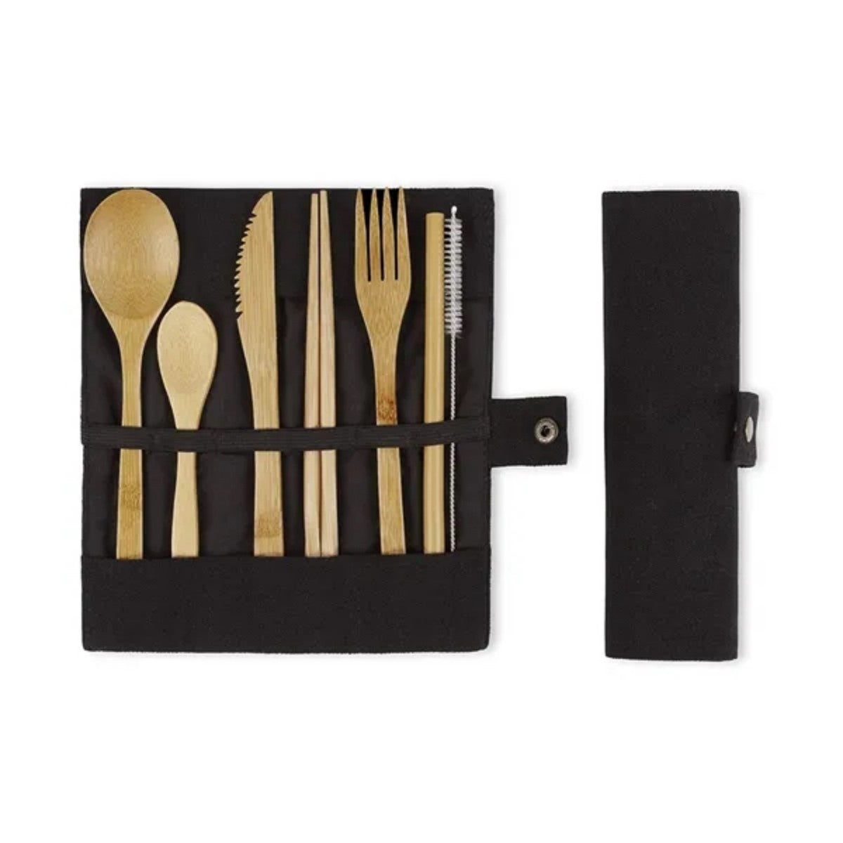 HUPSTL968 Bamboo Cutlery Set With Travel Pouch-5 Pieces