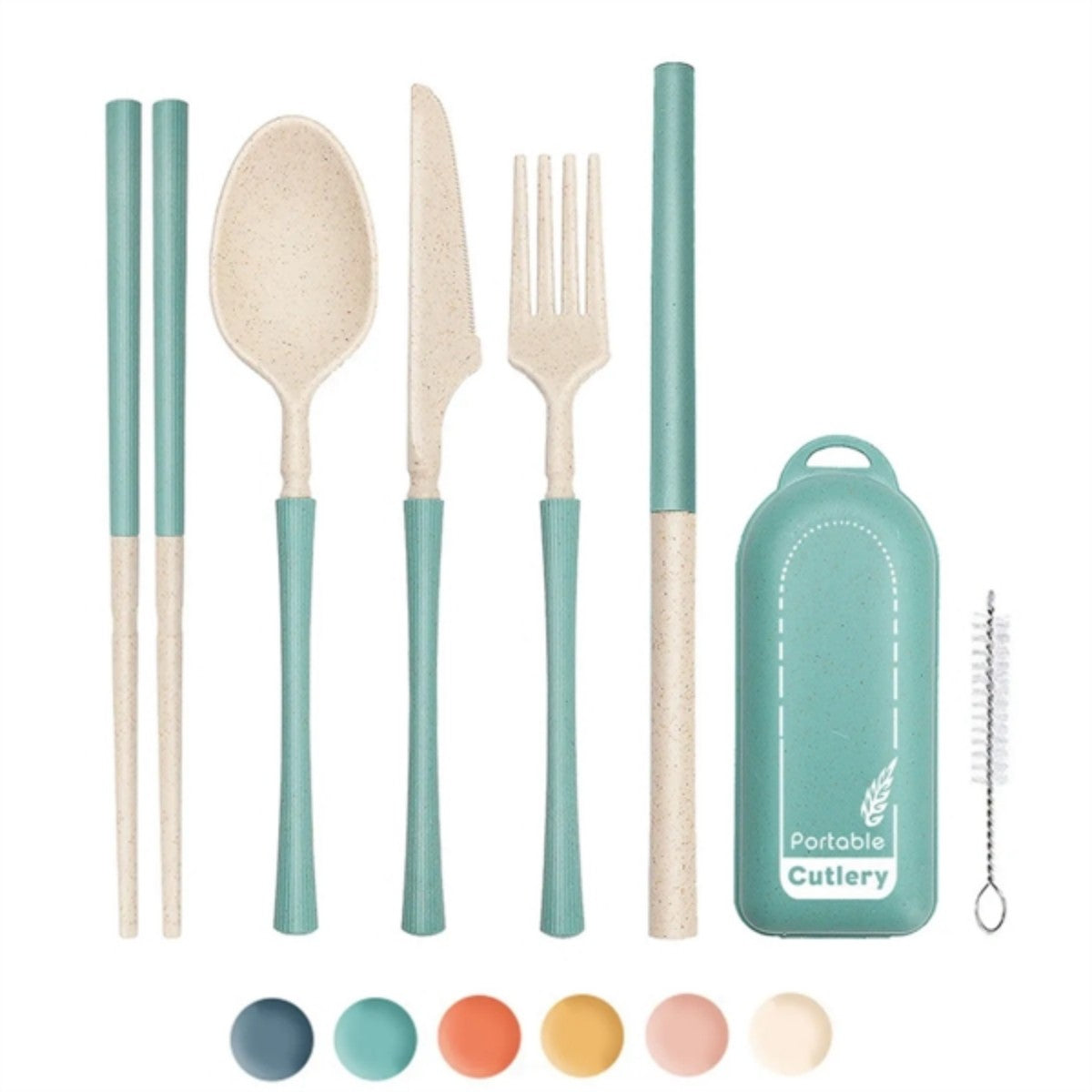 HUPSTL971 Wheat-plastic Reusable Utensil Set 7PCS