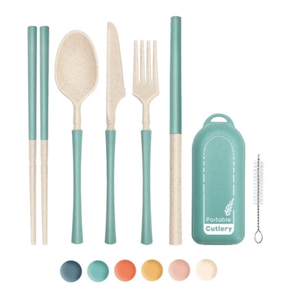 HUPSTL971 Wheat-plastic Reusable Utensil Set 7PCS