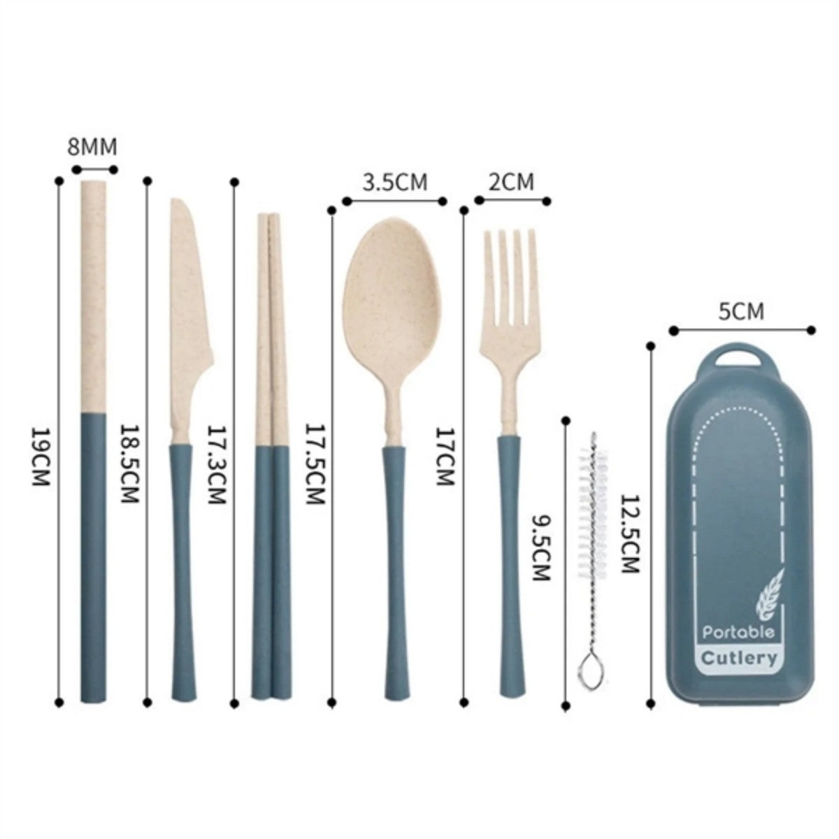 HUPSTL971 Wheat-plastic Reusable Utensil Set 7PCS