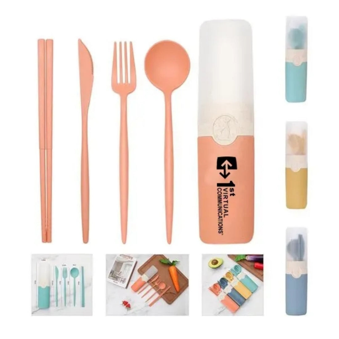 Portable Wheat Straw Cutlery Set - blue