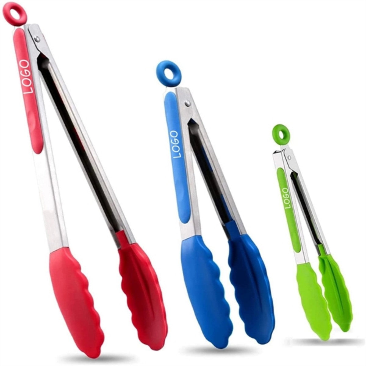 HUPSTL981 Stainless Steel Locking Kitchen Tongs With Silicone Tips Set