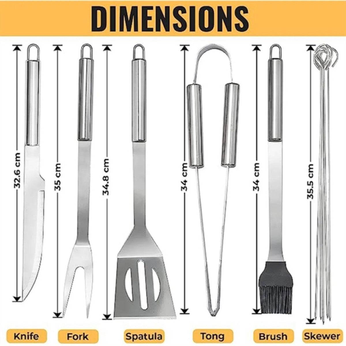 HUPSTL984 9 Packs Stainless Steel BBQ Grill Tool Set With Storage Bag