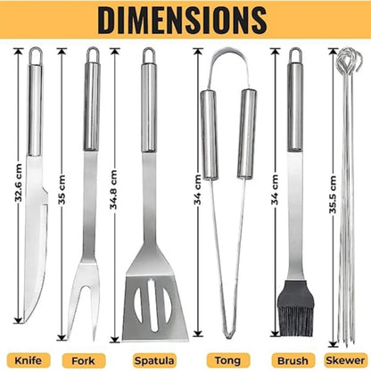 HUPSTL984 9 Packs Stainless Steel BBQ Grill Tool Set With Storage Bag