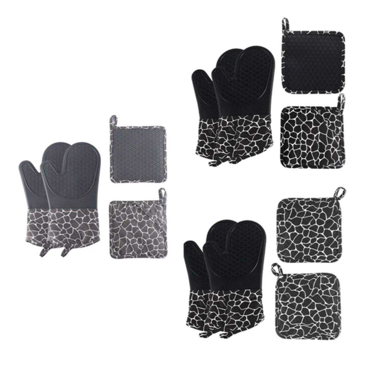 HUPSTL985 Soft Anti Slip Solid Silicone Oven Mitts And Pot Holders Set