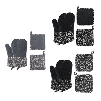 HUPSTL985 Soft Anti Slip Solid Silicone Oven Mitts And Pot Holders Set