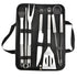 BBQ Grilling Tool Set with Storage Bag - Black