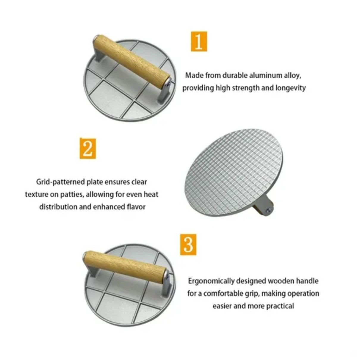 HUPSTL991 Aluminum Portable Round Meat Press