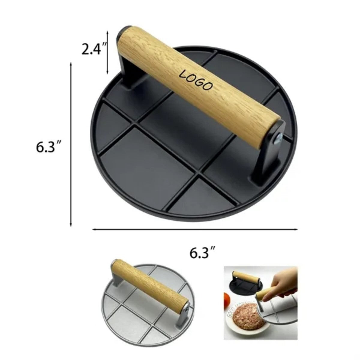 HUPSTL991 Aluminum Portable Round Meat Press