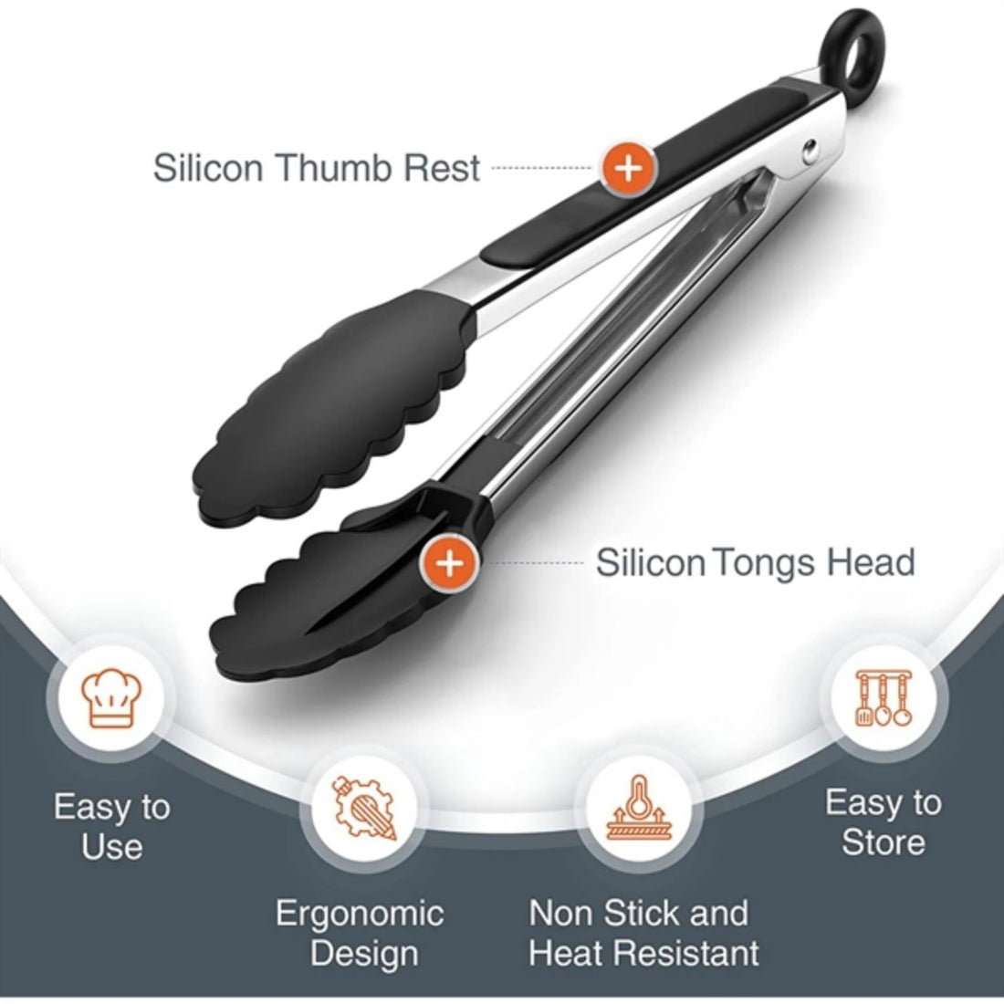 HUPSTL996 2sets Kitchen Tongs with Silicone Tips