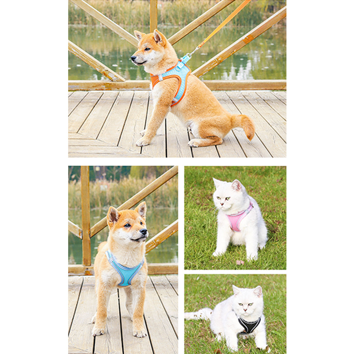 SUPSAS128 Adjustable Reflective Pet Harness with Leash