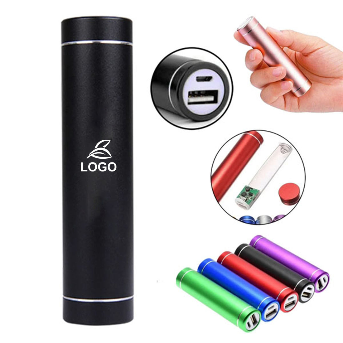 SUPSAW105 2600mAh Tragbares Zylinder-Powerbank-Ladegerät aus Metall