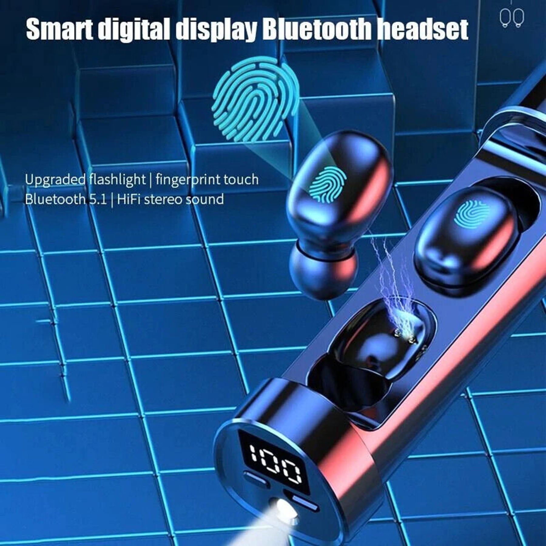 SUPSAW108 Kabellose Bluetooth-Ohrhörer mit Taschenlampe