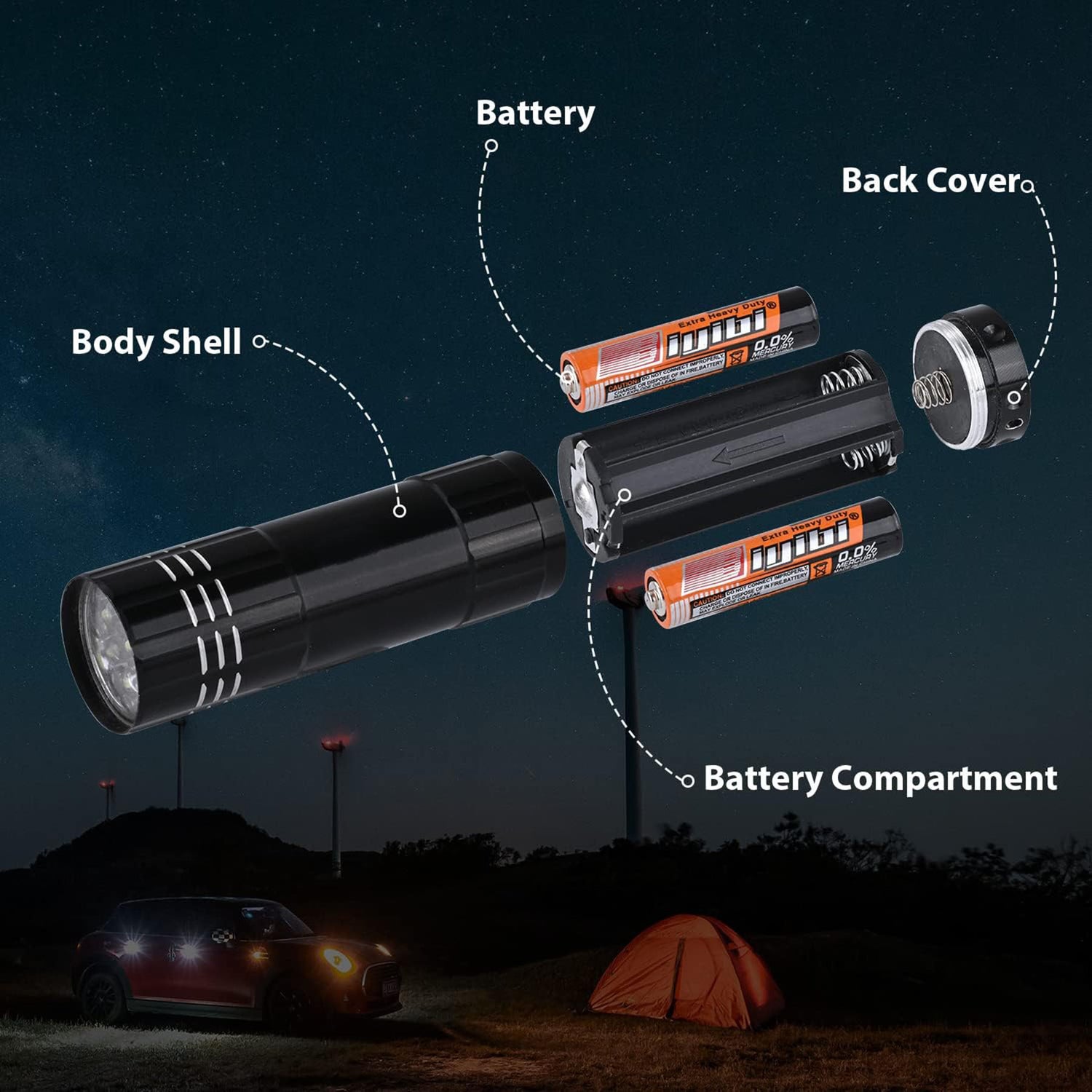 SUPSAW113 Aluminium-LED-Taschenlampe mit Riemen