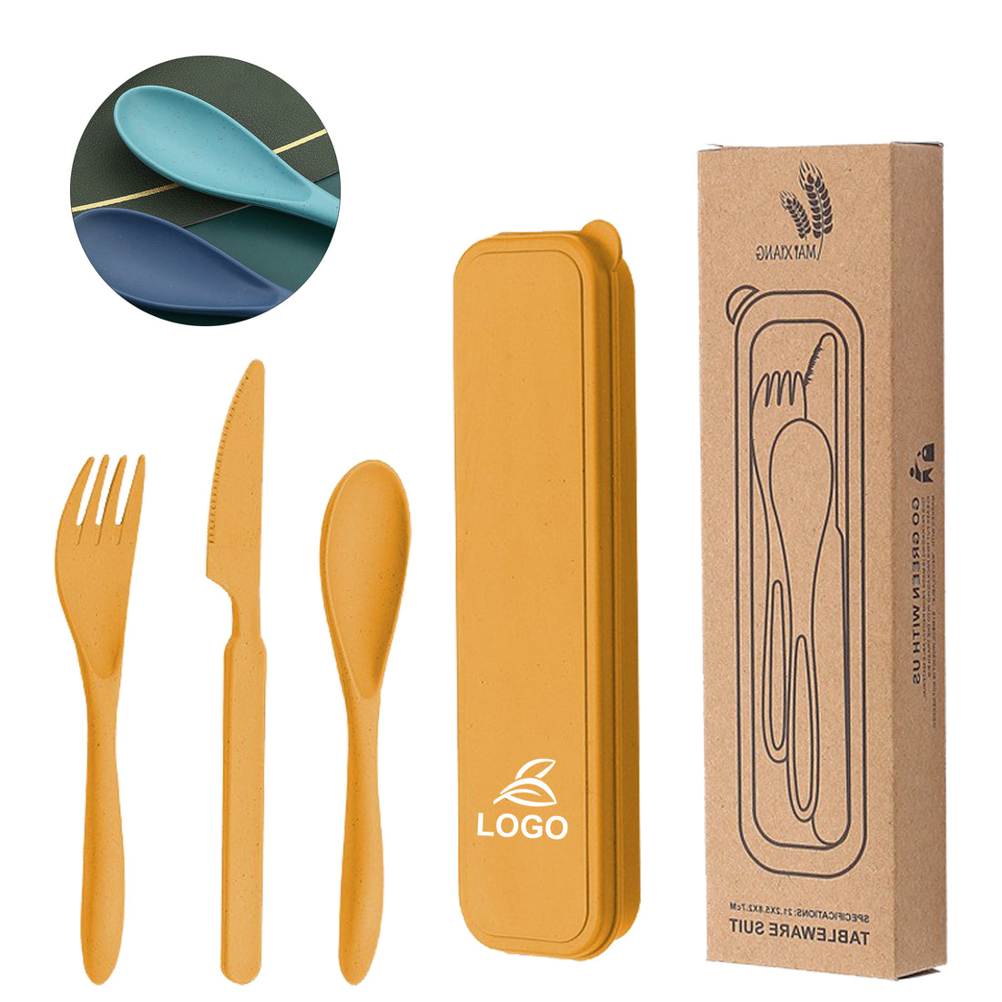 SUPSAW122 Wheat Straw Cutlery Portable Set