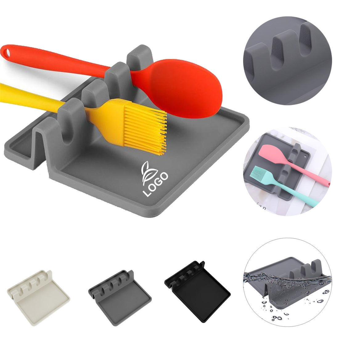 SUPSAW14 Kitchen Silicone Utensil Rest with Drip Pad