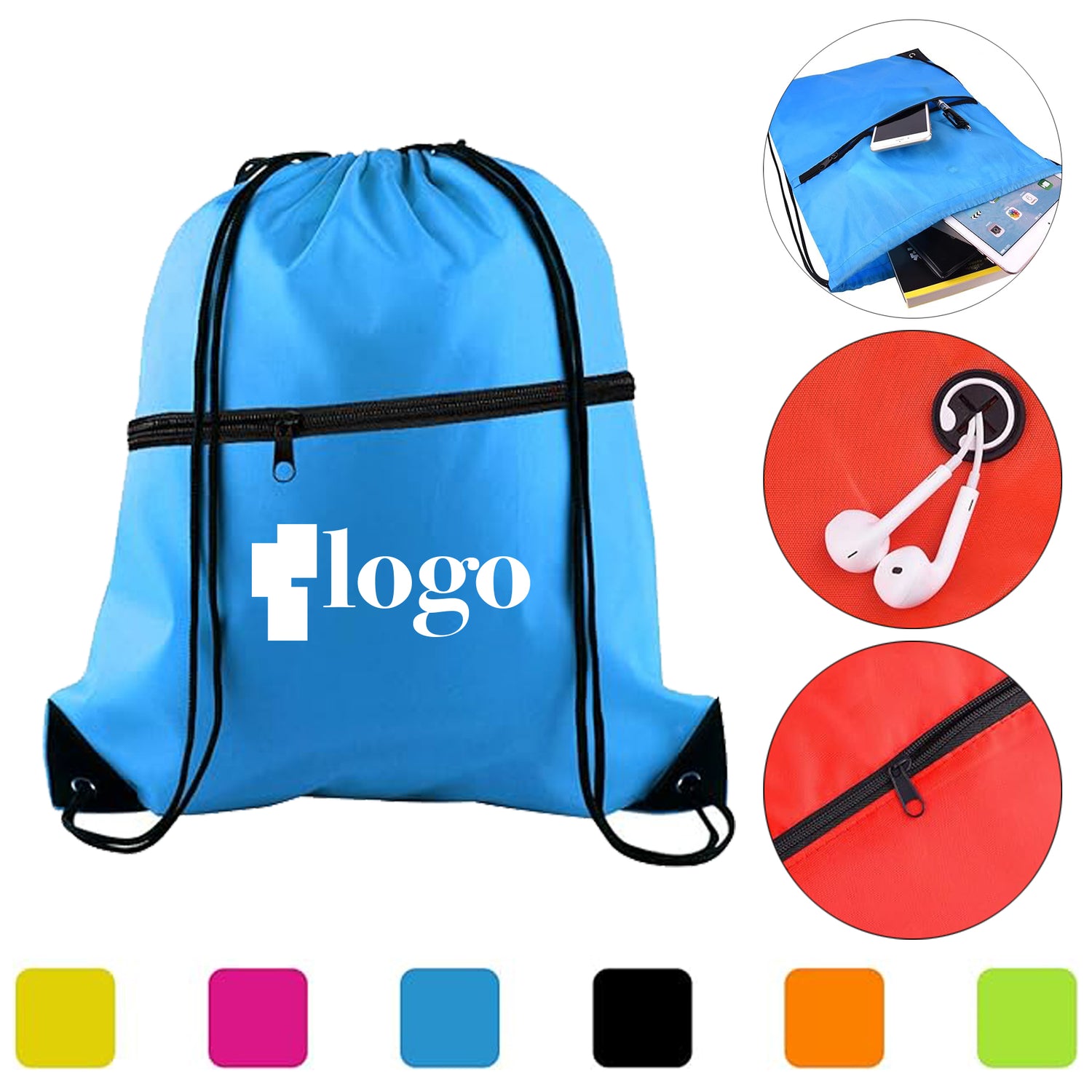 SUPSAW25 Drawstring Bags with Zipper