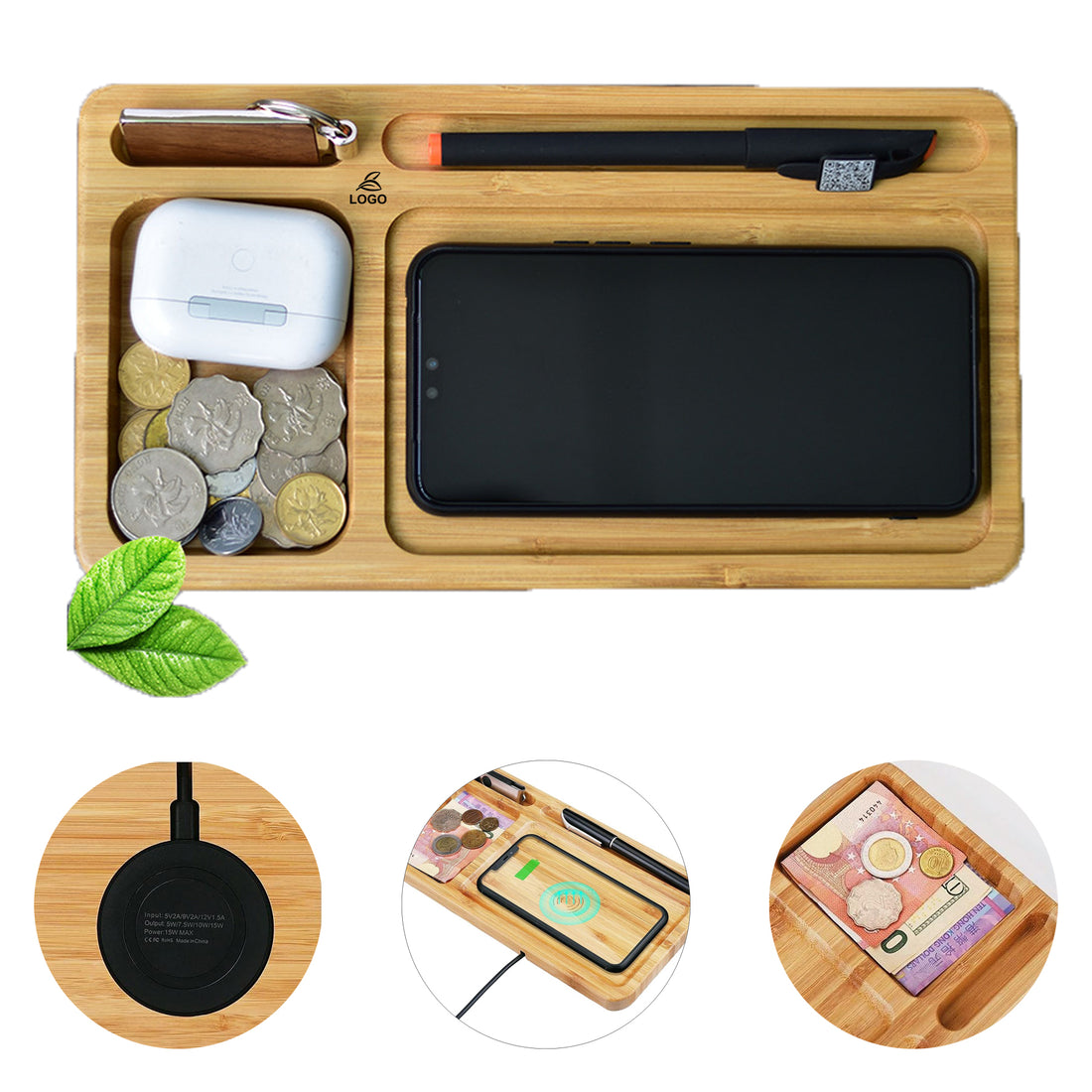 SUPSAW35 Wood Phone Wireless Charging Station