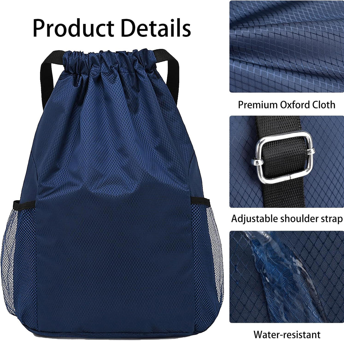 SUPSAW56 Wide Shoulder Strap Drawstring Backpack