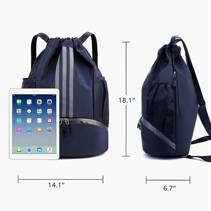 SUPSAW59 Side Mesh Pockets Drawstring Backpack