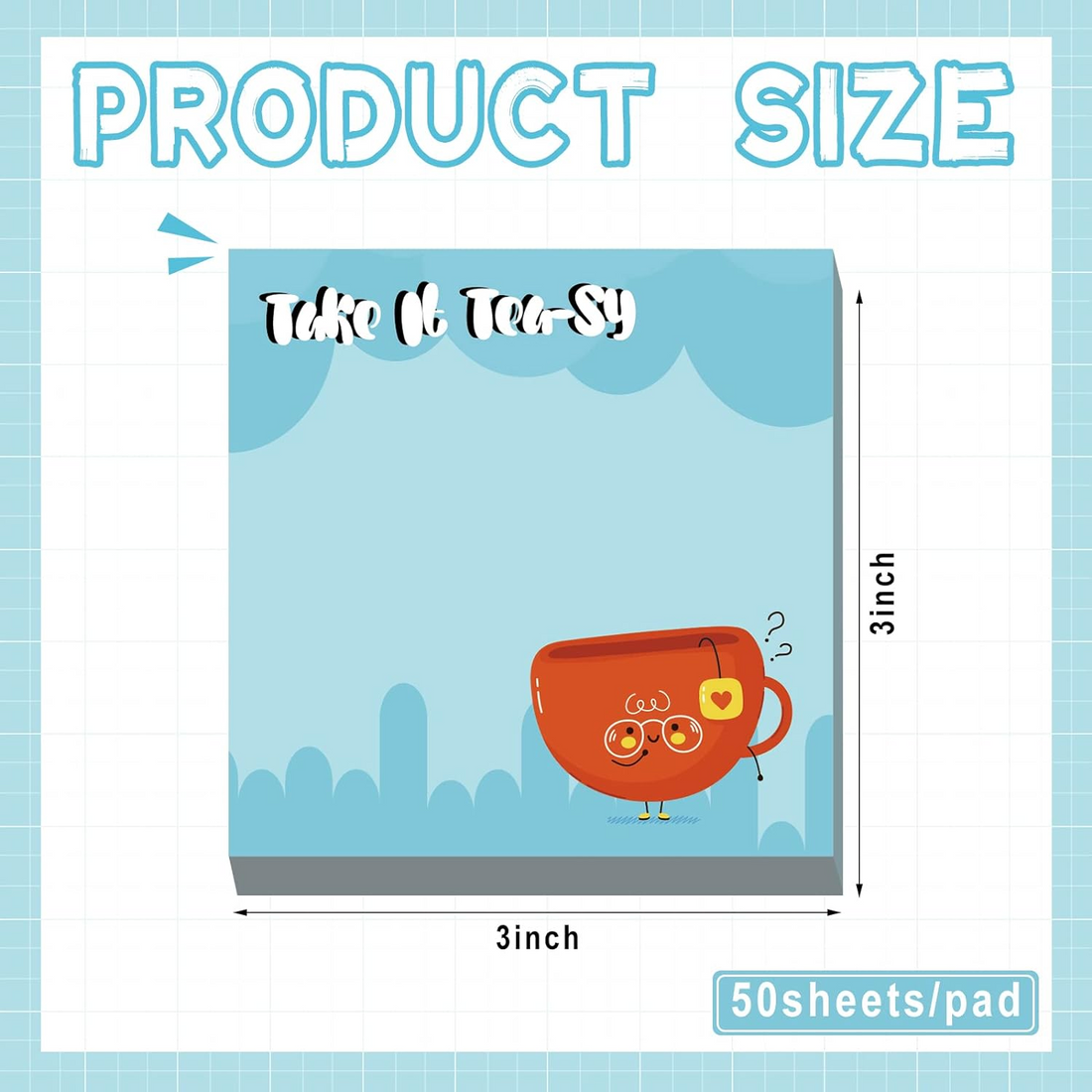 SUPSBL39 3&quot; X 3&quot; Adhesive Sticky Notepad - 50 Sheets