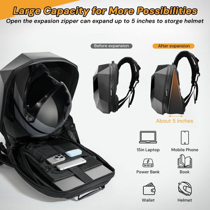 SUPSBY58 LED Knight Backpack,Motorcycle Riding Backpack Hard Shell Travel Bag Laptop Bag DIY Helmet Bag Daypack for Travelling Camping Cycling Storage Bag,carbon fiber