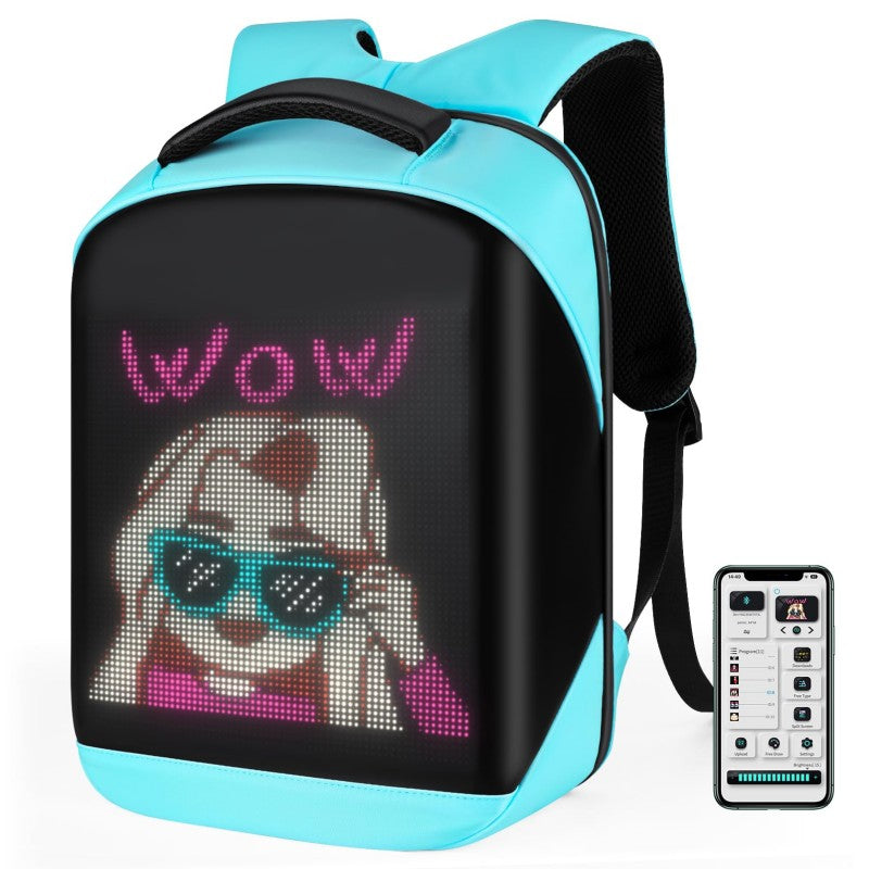 SUPSBY26 LED Backpack with App Control City Serise, 17 Inch Cool DIY Pixel Art Animation Fashion Programming Laptop Backpack, Unique Gift for Men or Women