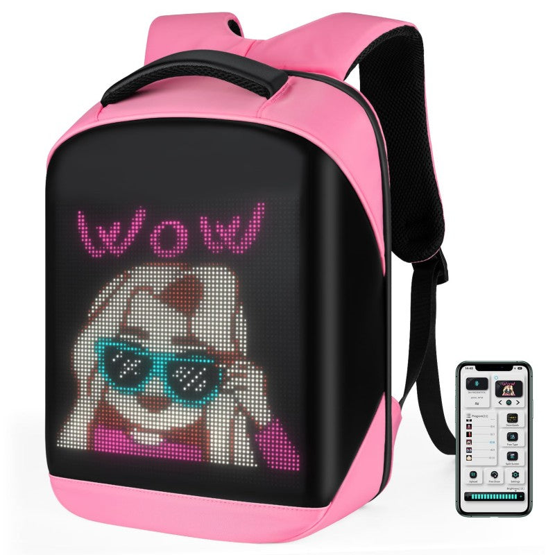 SUPSBY26 LED Backpack with App Control City Serise, 17 Inch Cool DIY Pixel Art Animation Fashion Programming Laptop Backpack, Unique Gift for Men or Women