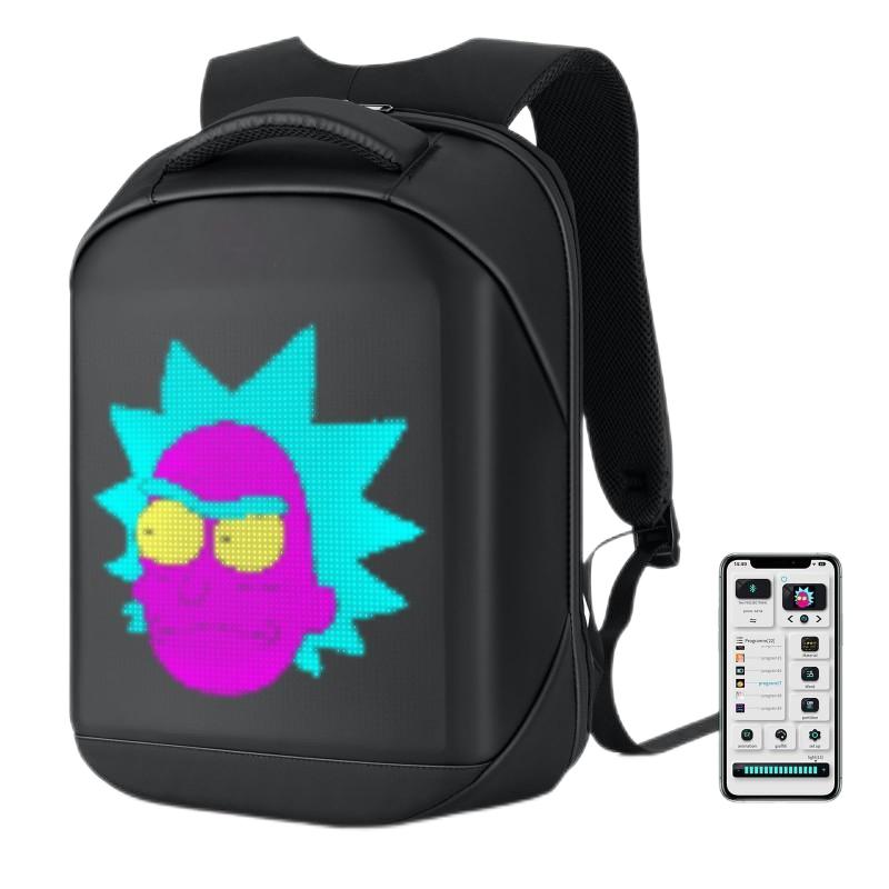 SUPSBY26 LED Backpack with App Control City Serise, 17 Inch Cool DIY Pixel Art Animation Fashion Programming Laptop Backpack, Unique Gift for Men or Women