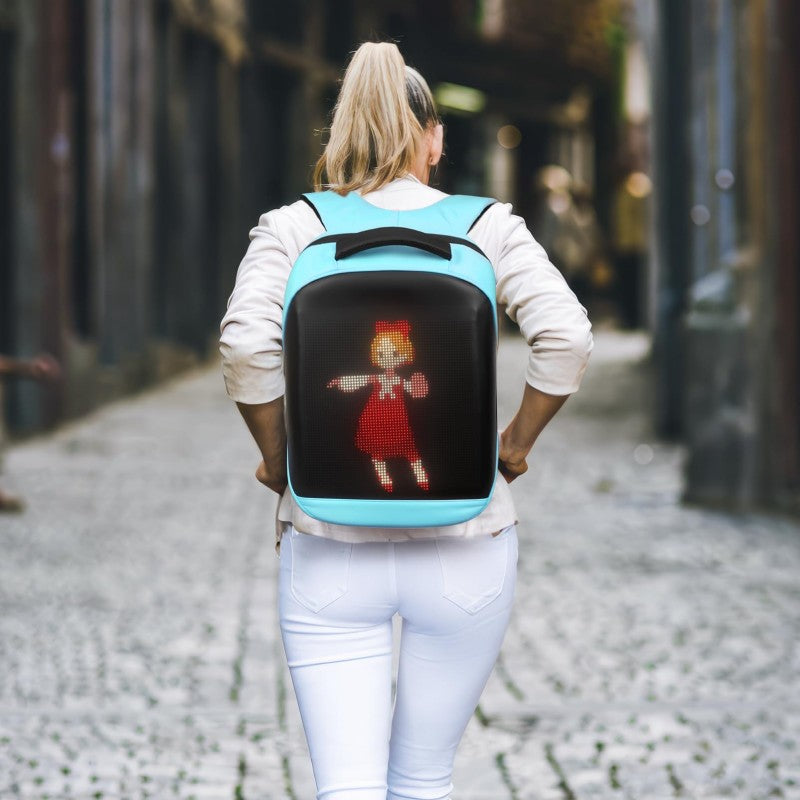 SUPSBY26 LED Backpack with App Control City Serise, 17 Inch Cool DIY Pixel Art Animation Fashion Programming Laptop Backpack, Unique Gift for Men or Women