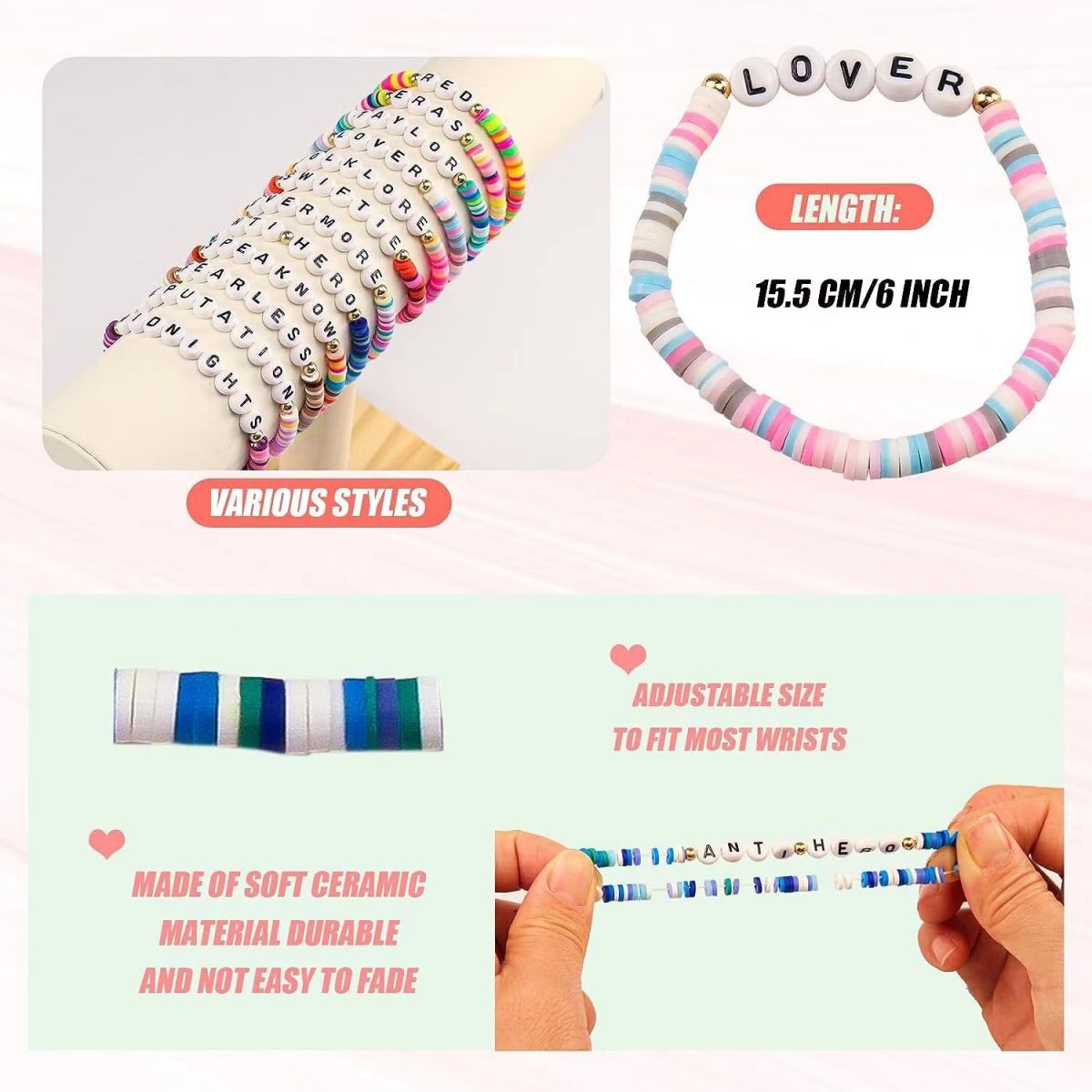 SUPSJC26 Rainbow Alphabet Beads Bracelet