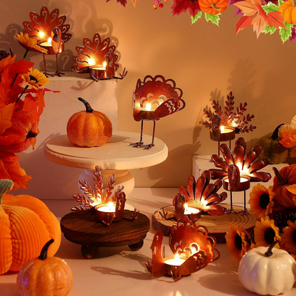 SUPSJC35 Thanksgiving Turkey Tea Lights Candle Holder