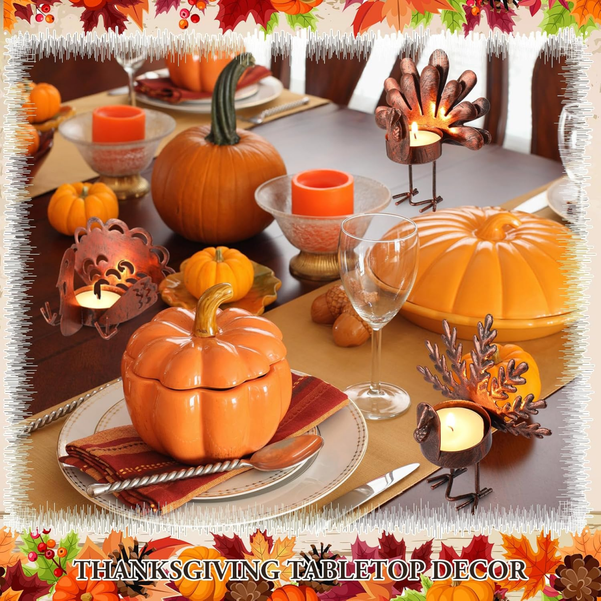 SUPSJC35 Thanksgiving Turkey Tea Lights Candle Holder