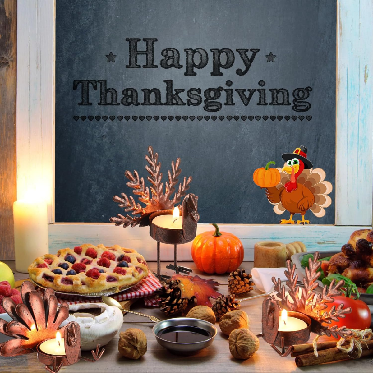 SUPSJC35 Thanksgiving Turkey Tea Lights Candle Holder
