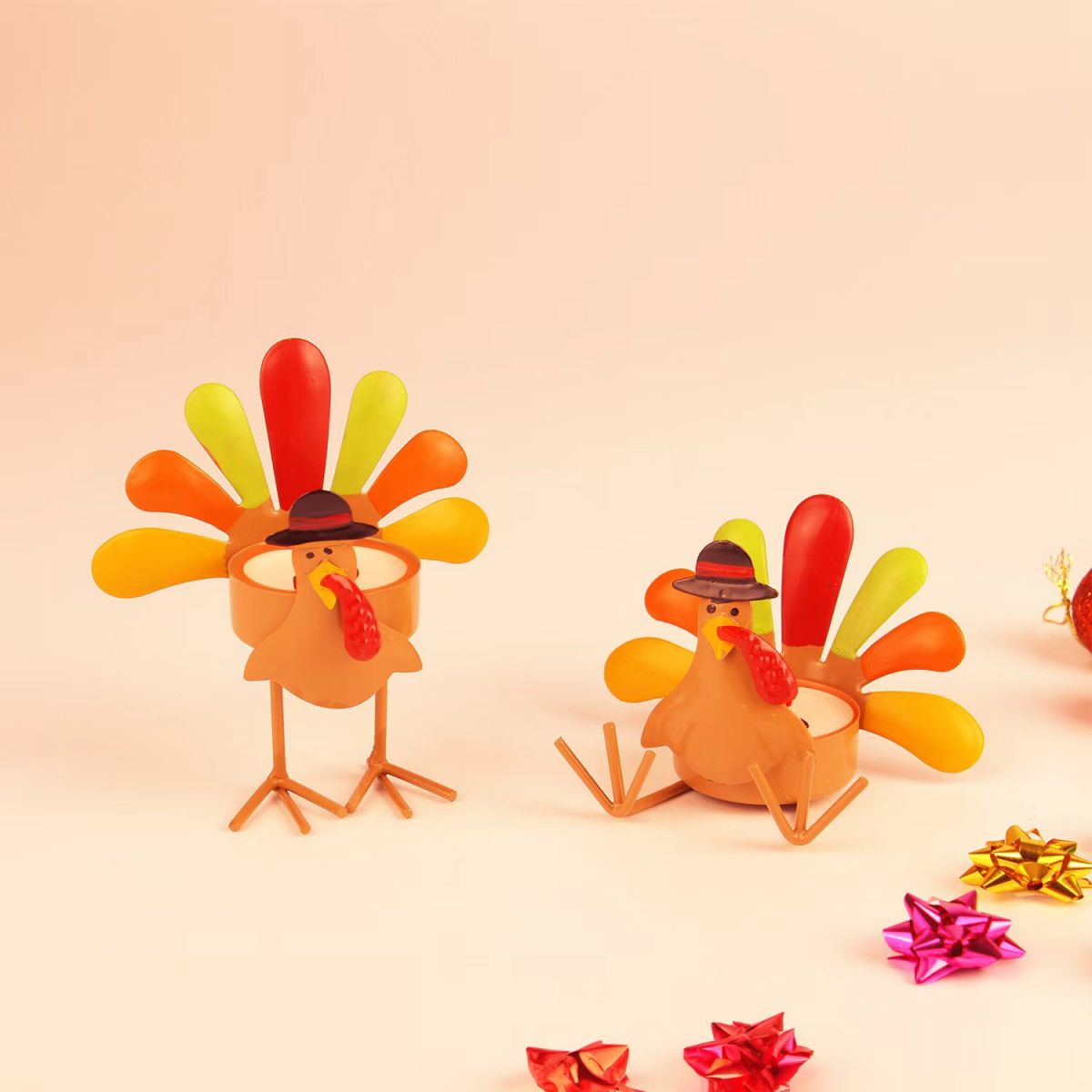 SUPSJC37 Thanksgiving Turkey Tea Lights Candle Holder