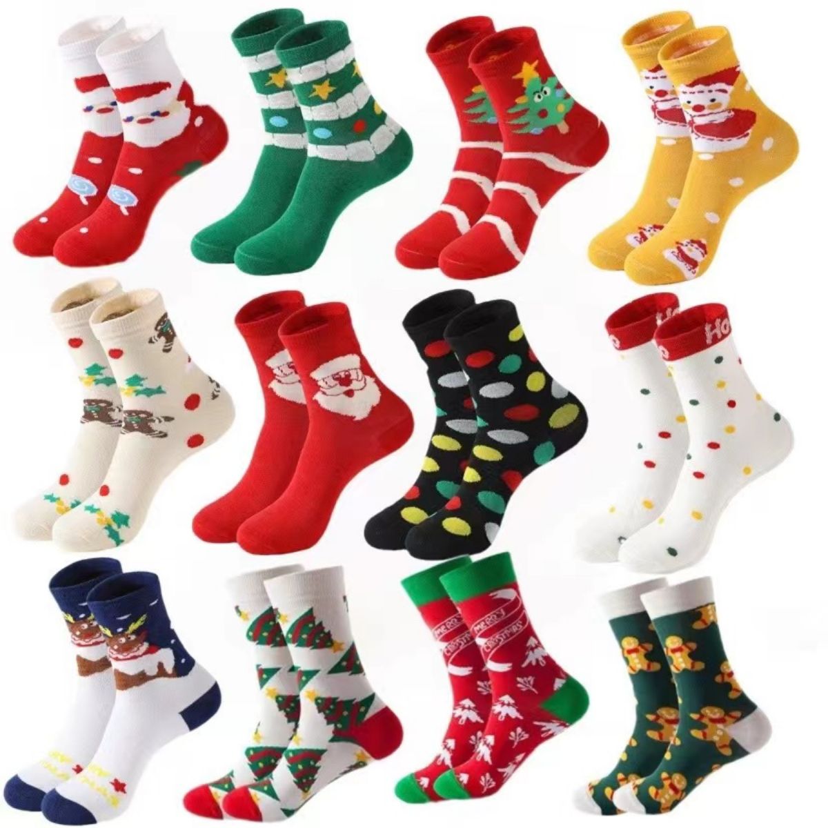 HUPSJC40 Lustige bunte Weihnachtssocken