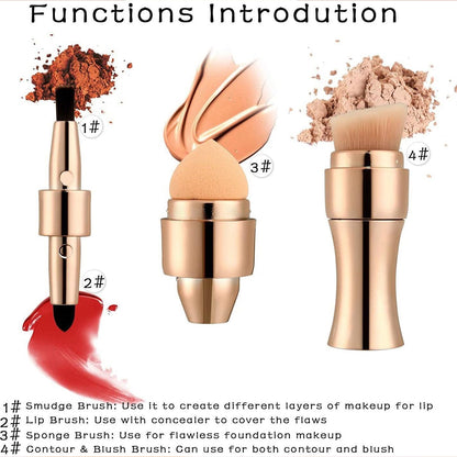 HUPSRC120 4 In 1 Retractable Makeup Brush Set