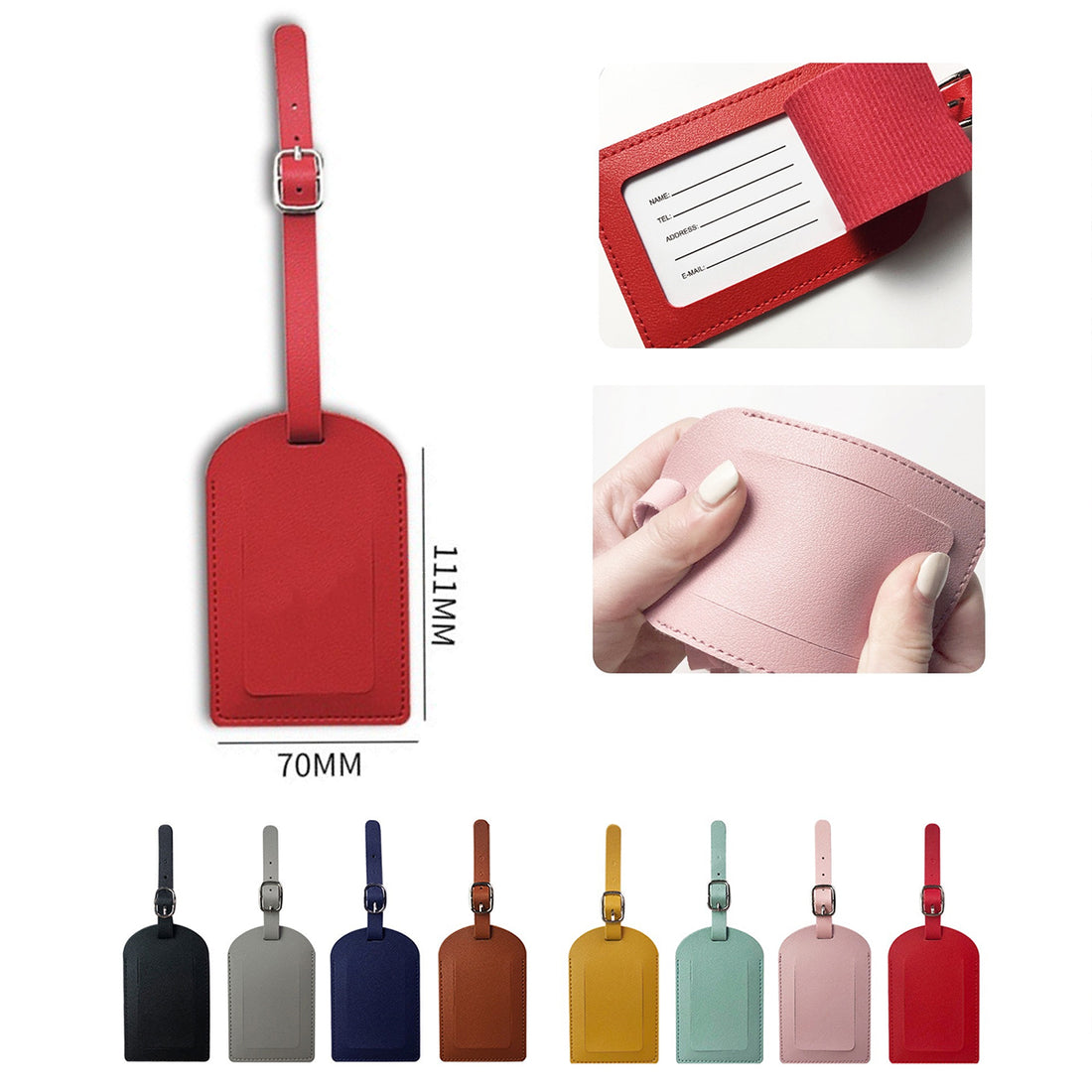 HUPSRC22 Business Type Traveler PU Leather Luggage Bag Tags